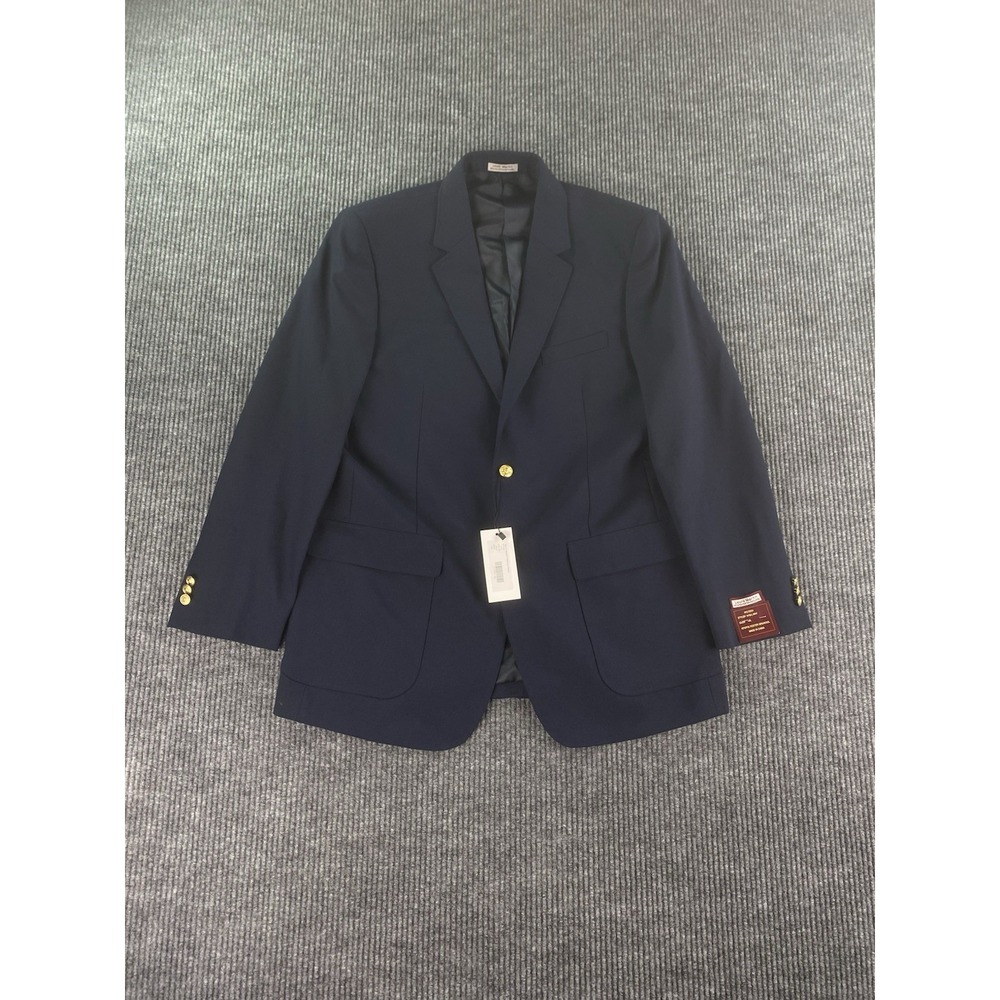 NWT Louis Martin Blazer 42 L Blue Wool Premium University Golden Button Logo